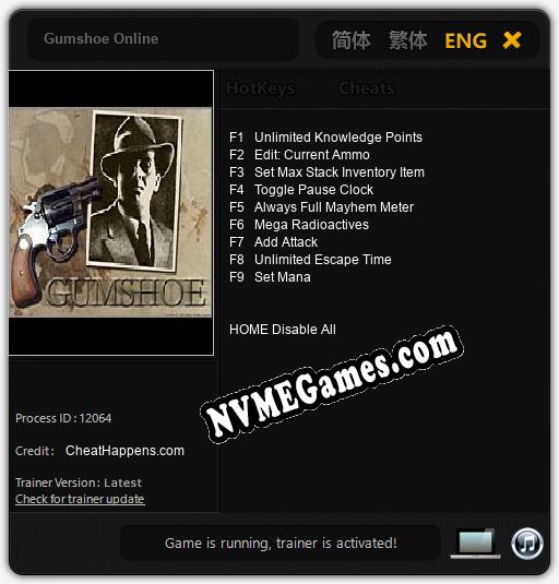 Gumshoe Online: Treinador (V1.0.66)