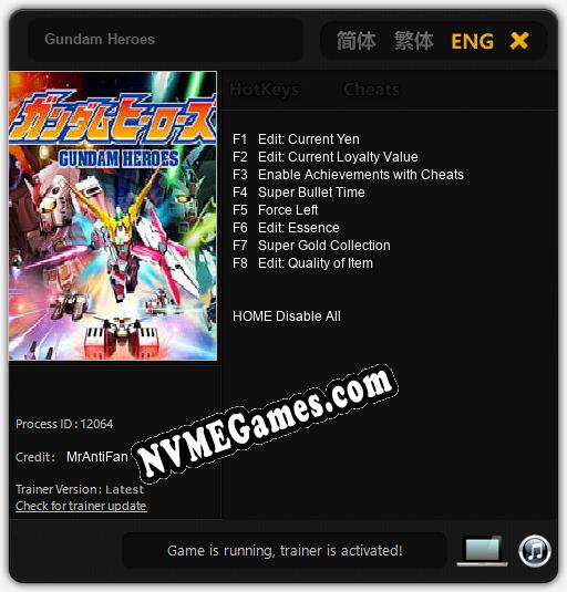 Gundam Heroes: Cheats, Trainer +8 [MrAntiFan]