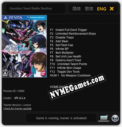 Gundam Seed Battle Destiny: Cheats, Trainer +13 [dR.oLLe]