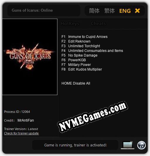 Guns of Icarus: Online: Cheats, Trainer +8 [MrAntiFan]