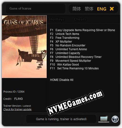 Guns of Icarus: Cheats, Trainer +11 [FLiNG]