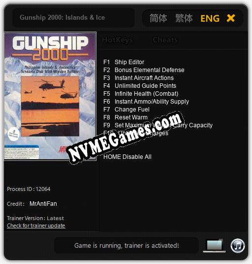 Gunship 2000: Islands & Ice: Trainer +10 [v1.1]