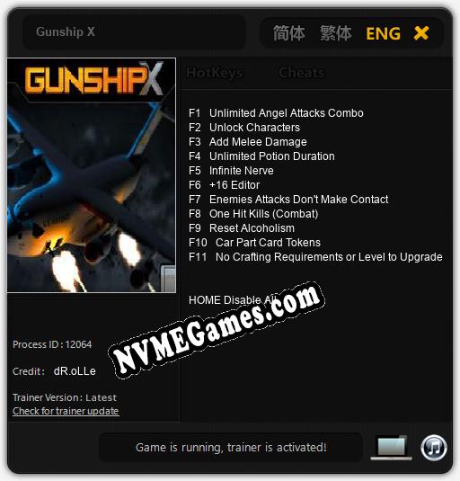 Treinador liberado para Gunship X [v1.0.6]