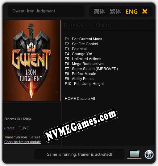 Treinador liberado para Gwent: Iron Judgment [v1.0.3]