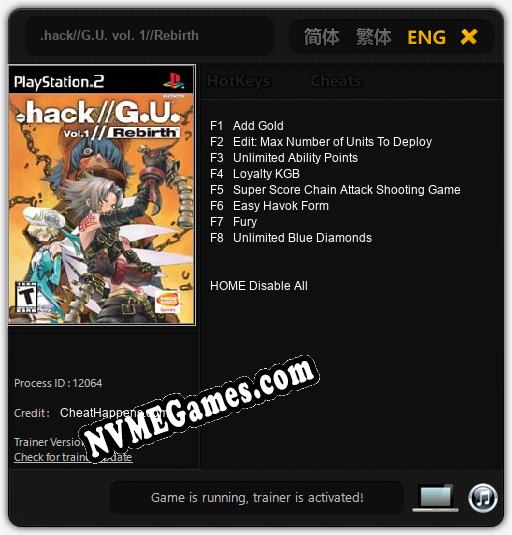 .hack//G.U. vol. 1//Rebirth: Cheats, Trainer +8 [CheatHappens.com]