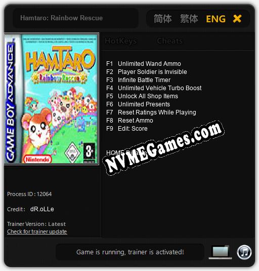 Treinador liberado para Hamtaro: Rainbow Rescue [v1.0.1]