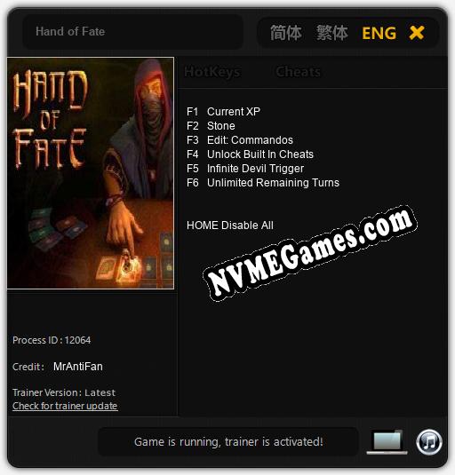 Hand of Fate: Trainer +6 [v1.7]