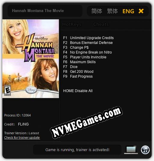 Treinador liberado para Hannah Montana The Movie [v1.0.5]