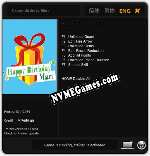 Happy Birthday Mart: Cheats, Trainer +7 [MrAntiFan]