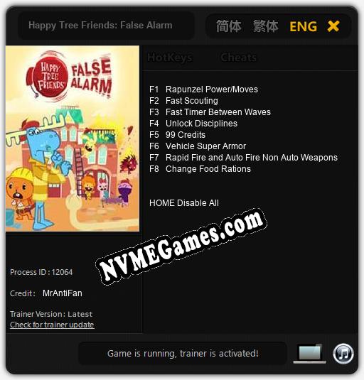 Happy Tree Friends: False Alarm: Cheats, Trainer +8 [MrAntiFan]