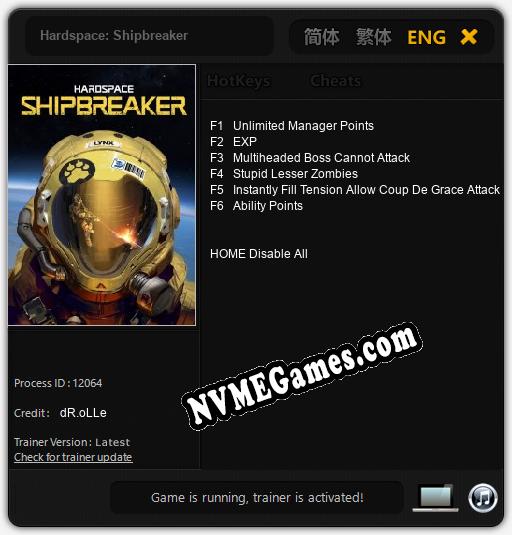 Treinador liberado para Hardspace: Shipbreaker [v1.0.8]