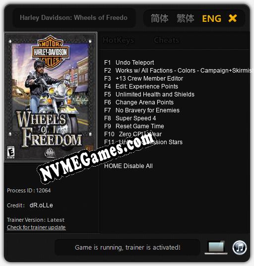 Harley Davidson: Wheels of Freedom: Cheats, Trainer +11 [dR.oLLe]