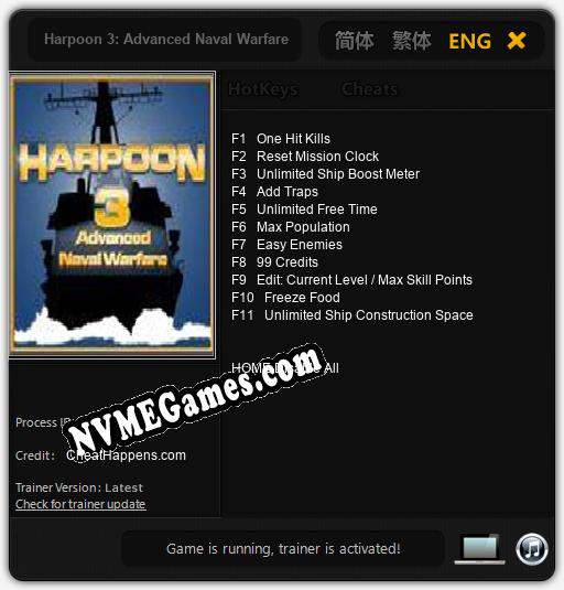 Harpoon 3: Advanced Naval Warfare: Trainer +11 [v1.3]