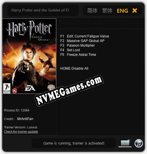 Harry Potter and the Goblet of Fire: Treinador (V1.0.70)