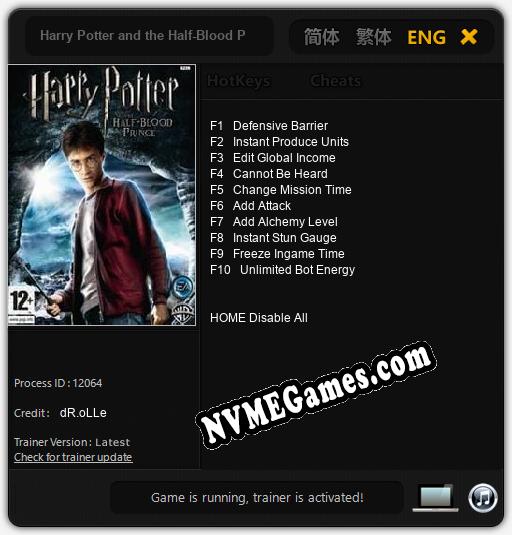 Harry Potter and the Half-Blood Prince: Cheats, Trainer +10 [dR.oLLe]