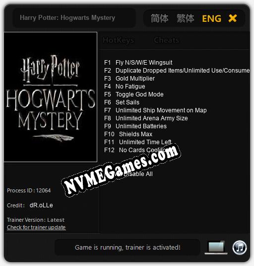 Harry Potter: Hogwarts Mystery: Cheats, Trainer +12 [dR.oLLe]