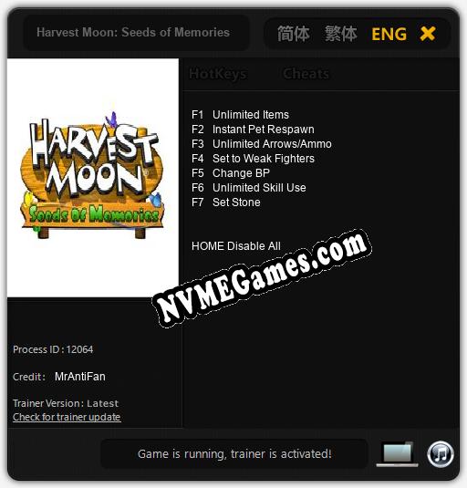 Harvest Moon: Seeds of Memories: Trainer +7 [v1.1]