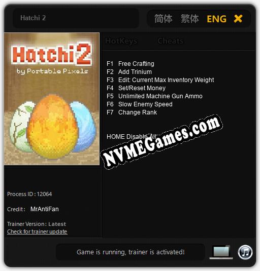 Hatchi 2: Cheats, Trainer +7 [MrAntiFan]