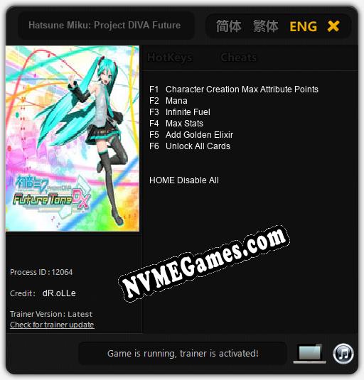 Hatsune Miku: Project DIVA Future Tone DX: Trainer +6 [v1.1]