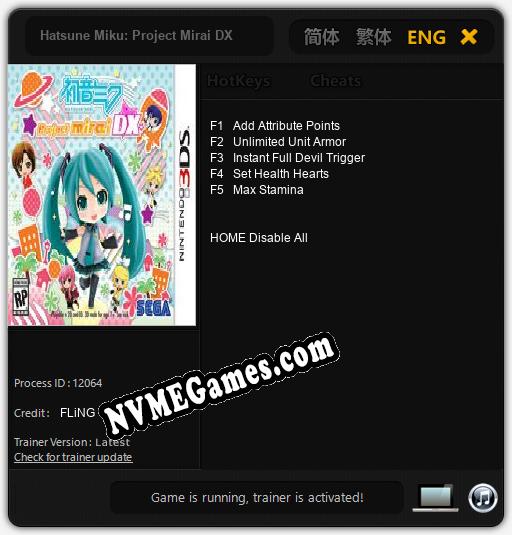 Hatsune Miku: Project Mirai DX: Treinador (V1.0.36)