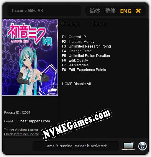 Hatsune Miku VR: Cheats, Trainer +8 [CheatHappens.com]