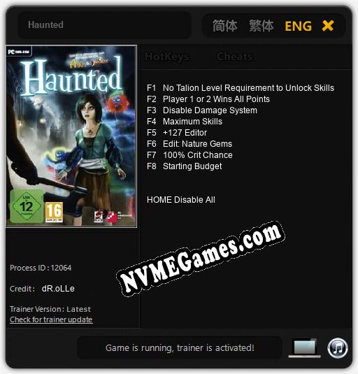 Haunted: Cheats, Trainer +8 [dR.oLLe]