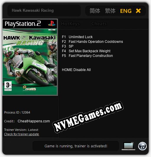 Treinador liberado para Hawk Kawasaki Racing [v1.0.9]