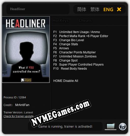 Treinador liberado para Headliner [v1.0.8]