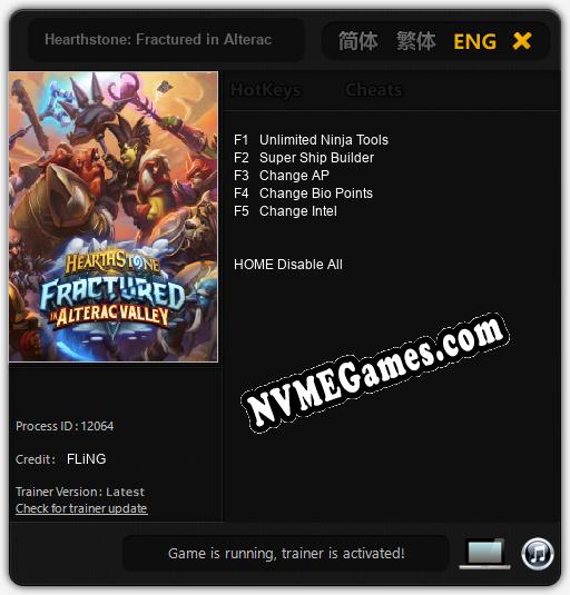 Treinador liberado para Hearthstone: Fractured in Alterac Valley [v1.0.3]