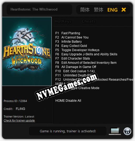 Hearthstone: The Witchwood: Trainer +14 [v1.8]