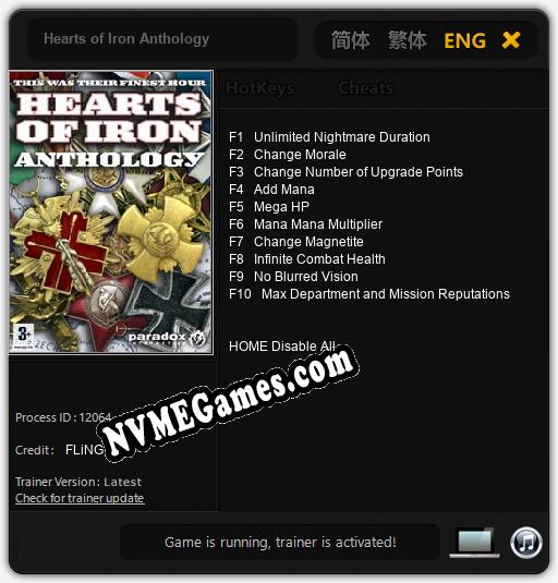 Treinador liberado para Hearts of Iron Anthology [v1.0.9]