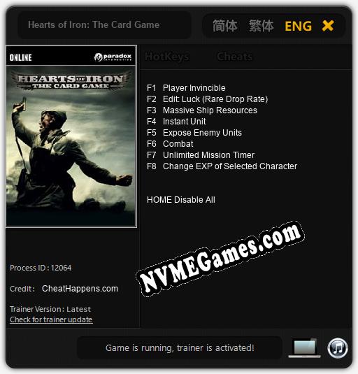 Hearts of Iron: The Card Game: Cheats, Trainer +8 [CheatHappens.com]