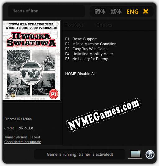 Hearts of Iron: Trainer +5 [v1.3]