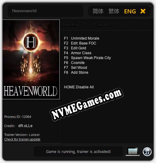 Heavenworld: Cheats, Trainer +8 [dR.oLLe]