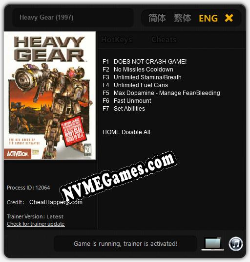 Heavy Gear (1997): Cheats, Trainer +7 [CheatHappens.com]