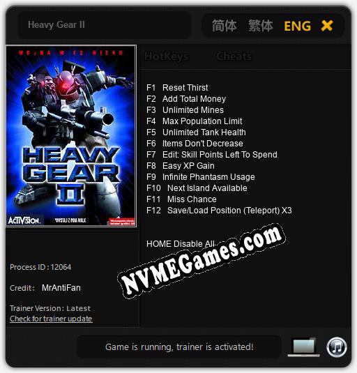 Heavy Gear II: Trainer +12 [v1.8]