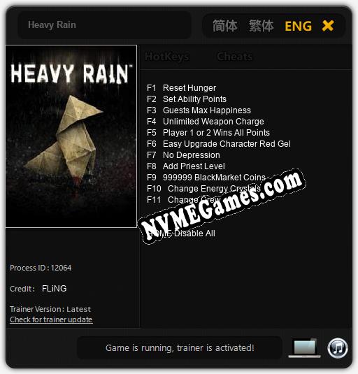 Heavy Rain: Treinador (V1.0.85)