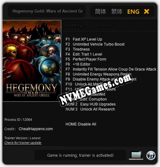 Hegemony Gold: Wars of Ancient Greece: Trainer +15 [v1.8]