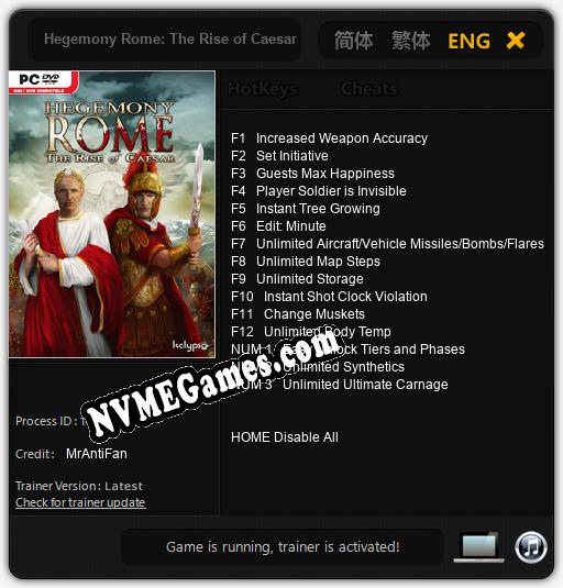 Hegemony Rome: The Rise of Caesar: Treinador (V1.0.90)