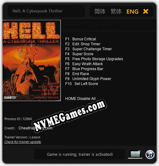 Hell: A Cyberpunk Thriller: Cheats, Trainer +10 [CheatHappens.com]