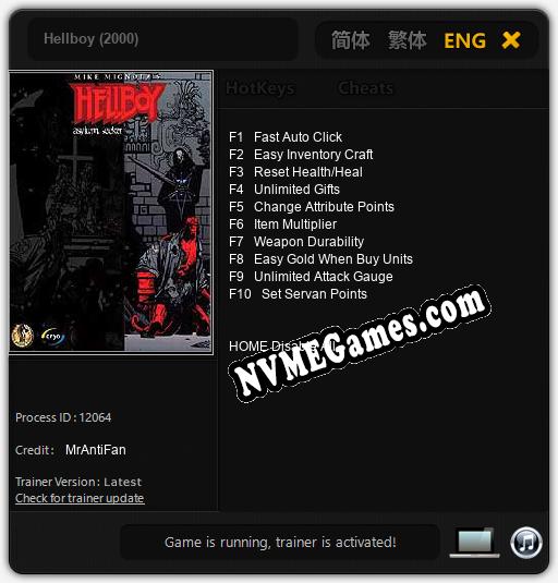 Hellboy (2000): Cheats, Trainer +10 [MrAntiFan]