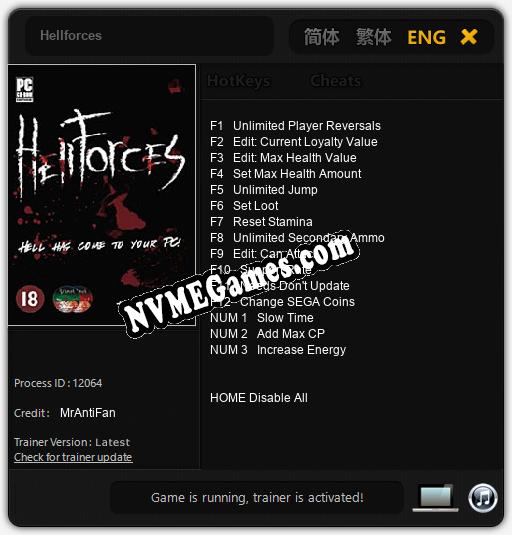 Treinador liberado para Hellforces [v1.0.1]