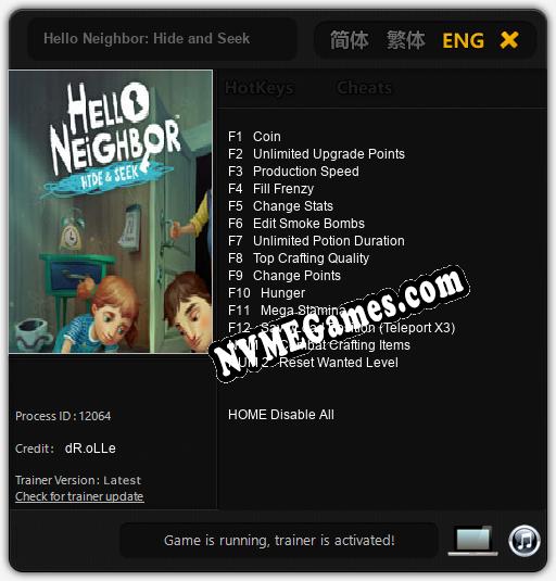 Hello Neighbor: Hide and Seek: Trainer +14 [v1.3]