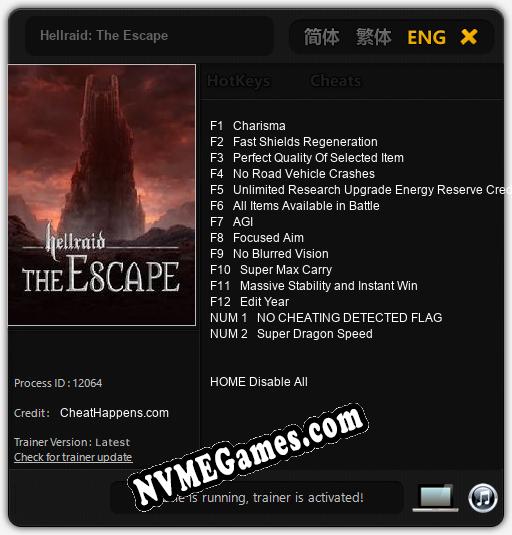 Treinador liberado para Hellraid: The Escape [v1.0.5]