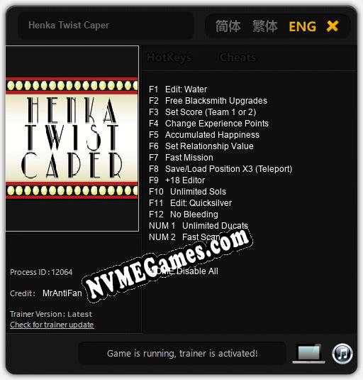 Henka Twist Caper: Cheats, Trainer +14 [MrAntiFan]