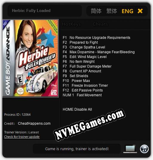 Treinador liberado para Herbie: Fully Loaded [v1.0.2]