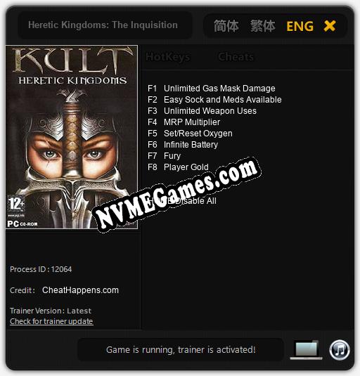 Heretic Kingdoms: The Inquisition: Cheats, Trainer +8 [CheatHappens.com]