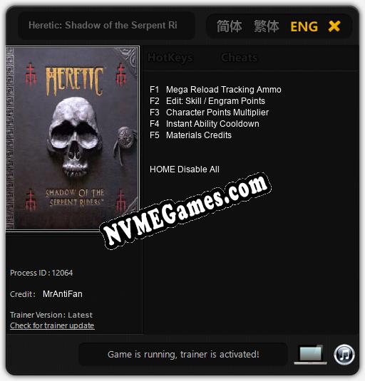 Heretic: Shadow of the Serpent Riders: Trainer +5 [v1.5]