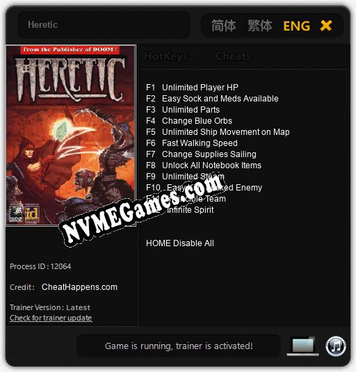 Treinador liberado para Heretic [v1.0.3]