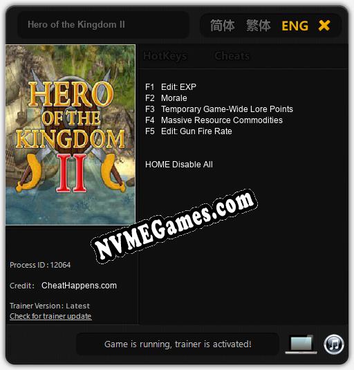 Treinador liberado para Hero of the Kingdom II [v1.0.7]